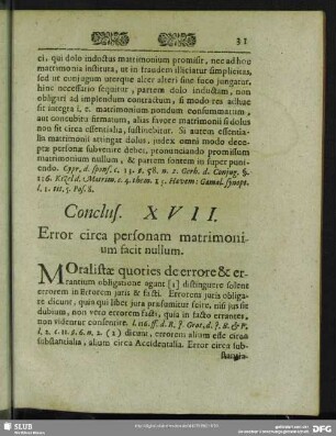 Conclus. XVII. Error circa personam matrimonium facit nullum