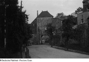Blick auf das Untertor des ehemaligen Stadtberges von Geithain