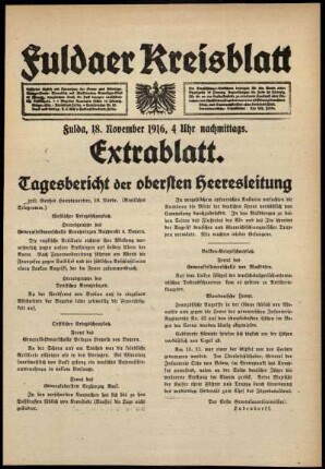 Ausgabe vom Samstag, den 18. November 1916.