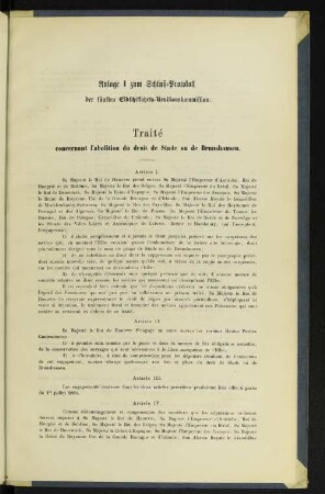 Anlage I zum Schluß-Protokoll der fünften Elbschiffahrts-Revisionskommission.