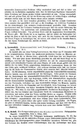 463-464, O. H. Michel. Die Zeugnisfähigkeit der Kinder vor Gericht. 1907