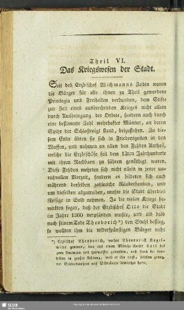 Theil VI. Das Kriegswesen der Stadt