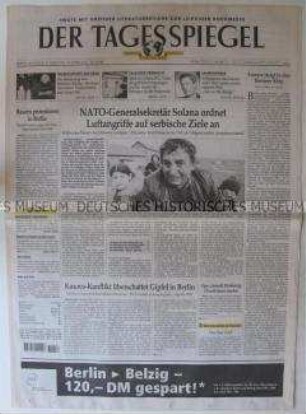 "Der Tagesspiegel", Berliner Tageszeitung mit Leitartikel zum Kosovo-Krieg