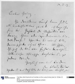Brief / Nachricht von Franz Marc an Else Lasker-Schüler