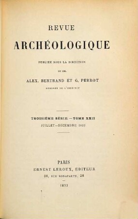 Revue archéologique. 22. 1893