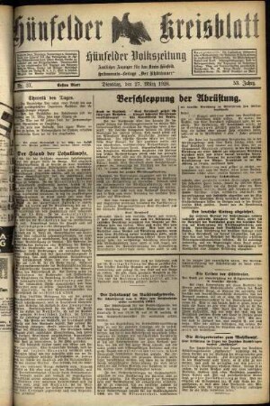 Erste Ausgabe vom Dienstag, den 27. März 1928.