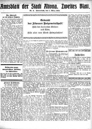 Nummer 9. Zweites Blatt. : Sonnabend, den 1. März 1924