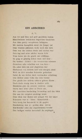Ein Abschied / [Karl Wolfskehl]