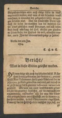 Bericht/ Was in dieser Edition geleistet worden