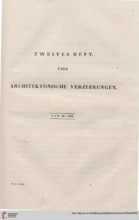 Zweites Heft: Über architektonische Verzierungen
