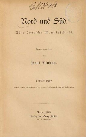 Nord und Süd : Monatsschrift für internationale Zusammenarbeit. 6, 6. 1878
