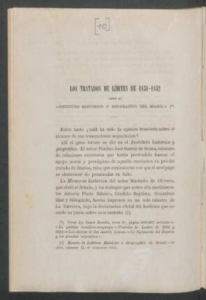 Los tratados de límites de 1851-1852 ante el "Instituto Histórico y Geográfico del Brasil"