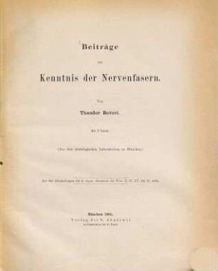 Beiträge zur Kenntnis der Nervenfasern