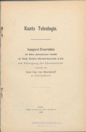Kants Teleologie