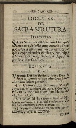 Locus XXI. De Sacra Scriptura.