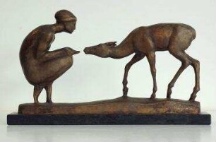 Die Tänzerin Anna Pawlowa ein Reh fütternd. Neuguss