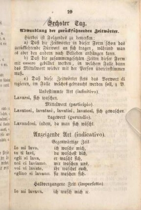 Sechster Tag. Abwandlung der zurückführenden Zeitwörter.