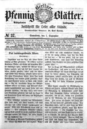No. 37, Sonnabend, den 7. September