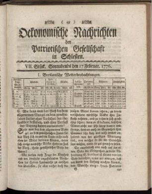VII. Stück. Sonnabends den 17 Februar. 1776.
