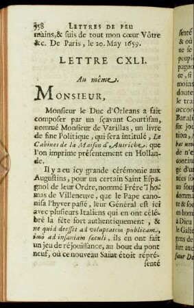 Lettre CXLI. - Lettre CXLV.