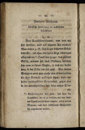 Zweyter Abschnitt. Chemische Zubereitung des auflösenden Quecksilbers.