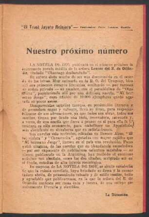 Nuestro próximo número