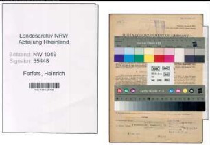 Entnazifizierung Heinrich Ferfers , geb. 12.12.1888 (Lademeister)
