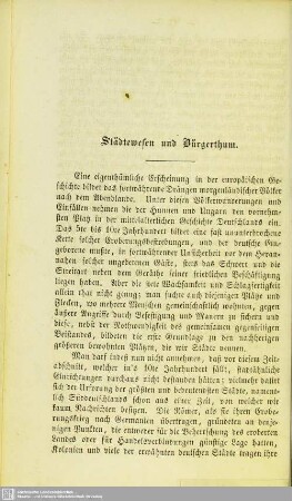 Städtewesen und Bürgerthum