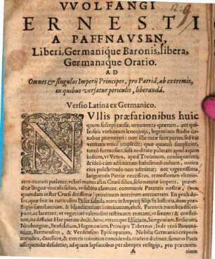Libera, Germanaque oratio ad omnes Imperii Principes pro Patria ... liberanda