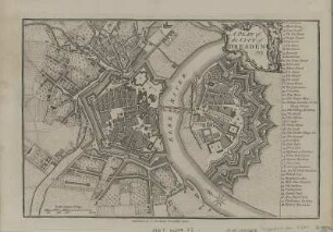 Stadtplan von Dresden, 1:14 000, Kupferstich, um 1800 : A plan of the city of Dresden / J. Andrews Sculp. - [Ca. 1:14 000]. - [London] : Stockdale , [circa 1800]. - 1 Kt. : Kupferstich ; 27 x 17 cm