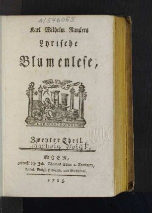 Zweyter Theil: Karl Wilhelm Ramlers Lyrische Blumenlese