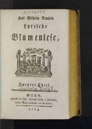 Zweyter Theil: Karl Wilhelm Ramlers Lyrische Blumenlese