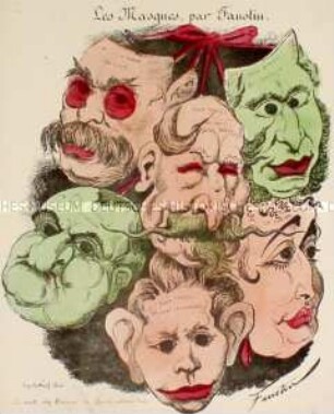 Les Masques - Karikatur auf die Familie von Napoleon III. und seiner Anhänge