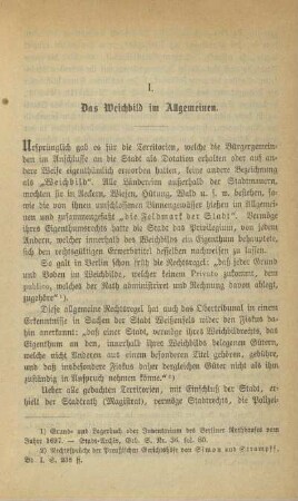 I. Das Weichbild im Allgemeinen