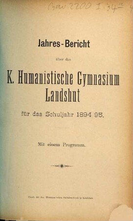 Jahresbericht. 1894/95 (1895)