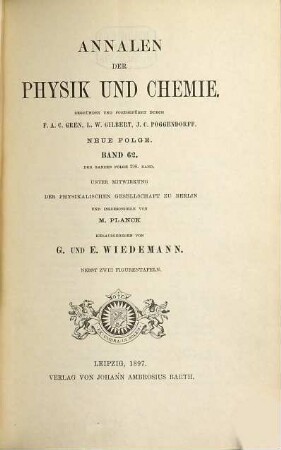 Annalen der Physik. 298 = N.F., Bd. 62. 1897