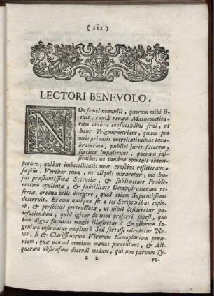 Lectori Benevolo. Praefatio. Approbatio.