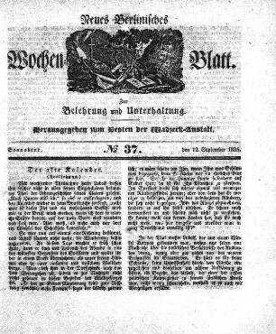 No. 37, Sonnabend, den 12.September 1835