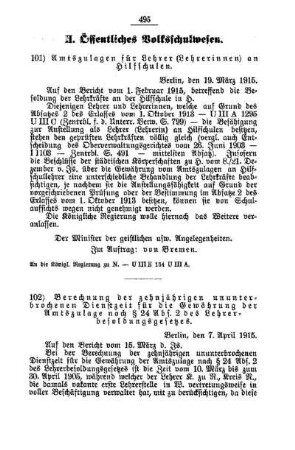 Amtszulagen für Lehrer (Lehrerinnen) an Hilfsschulen : [H. Öffentliches Volksschulwesen]