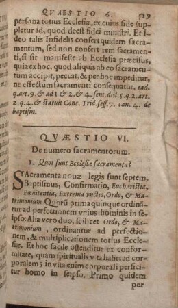 Qvaestio VI. De numero sacramentorum.