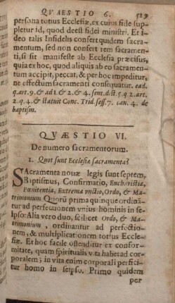 Qvaestio VI. De numero sacramentorum.