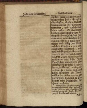Judicialia Gravamina. Resolutiones.