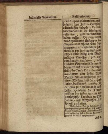 Judicialia Gravamina. Resolutiones.