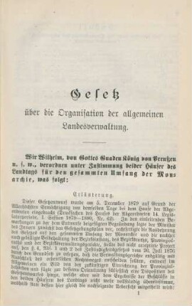 Gesetz über die Organisation der allgemeinen Landesverwaltung.