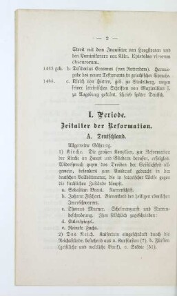 I. Periode. Zeitalter der Reformation