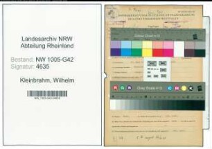 Entnazifizierung Wilhelm Kleinbrahm , geb. 23.06.1897 (Orthopaediemechaniker)