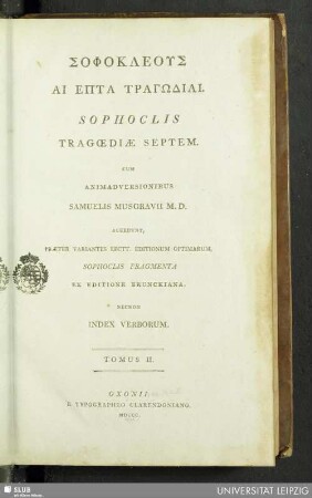 2: Sophokleus Ai Epta Tragōdiai : Necnon Index Verborum