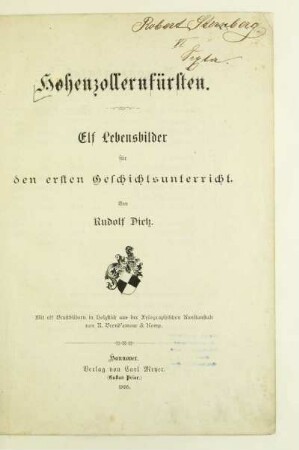 Hohenzollernfürsten : elf Lebensbilder für den ersten Geschichtsunterricht