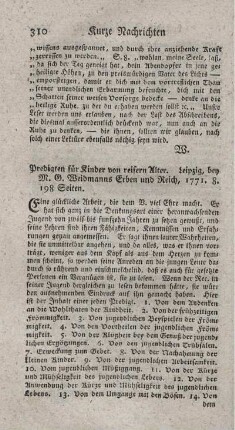 Predigten für Kinder von reiferm Alter.