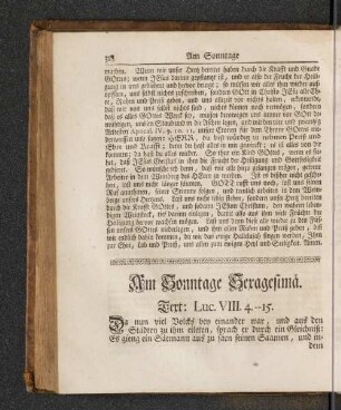Am Sonntage Sexagesimä. Text: Luc. VIII. 4-15. [u.a.]